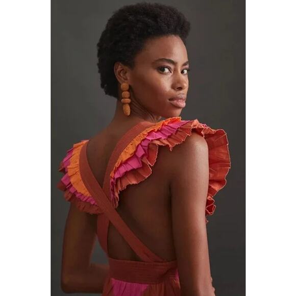 Love The Label Anthropologie Ruffled Colorblocked Midi Dress - Picture 10 of 10